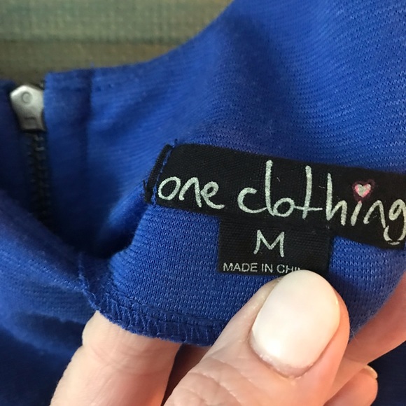 Royal Blue Tank Style Dress with Black Criss Cross Banding Detail Back Zipper - Picture 5 of 6